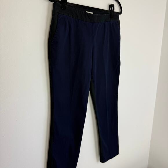 Eileen Fisher Womens Organic Cotton Two-Tone Twill Ankle Navy/Grey Pants Small - Picture 4 of 9